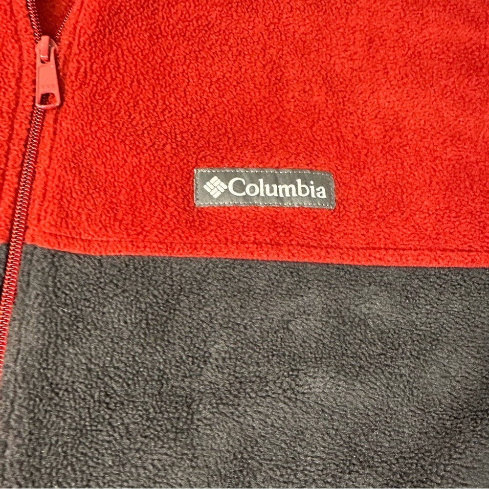 Columbia Men's Fleece Jacket Red‎ Black Full Zip Warm Outdoor XL - Picture 3 of 5
